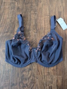 Elomi 34K Charley Floral Sheer Mesh Lace Embroidered Support Bra Womens